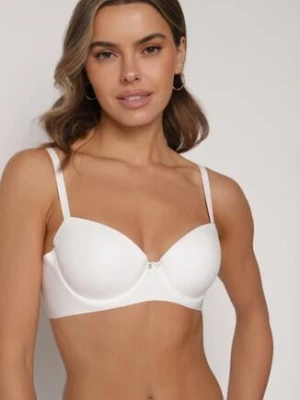 Biały Klasyczny Biustonosz o Gładkim Wykończeniu Taniarephis love magnolia