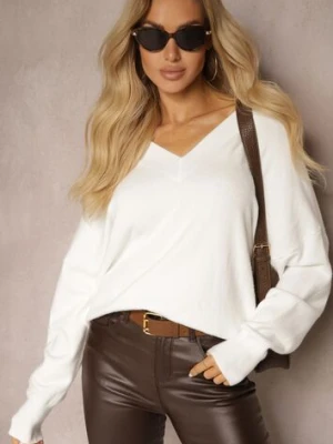 Biały Klasyczny Sweter z Wiskozą i Kaszmirem Marirra tandem