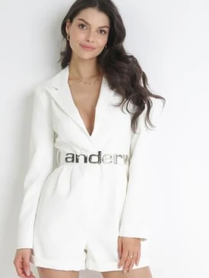 Biały Kombinezon o Kroju Marynarki z Paskiem Phariso elsa.m by may