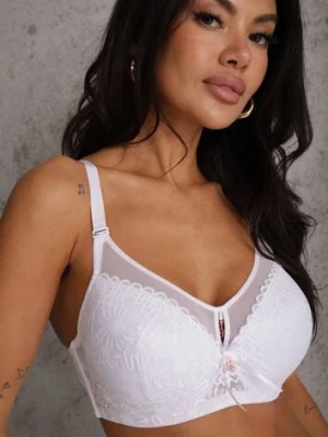 Biały Koronkowy Biustonosz Full Cup z Regulowanymi Ramiączkami Nestalily