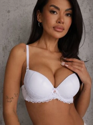 Biały Koronkowy Biustonosz Push Up Bliffa
