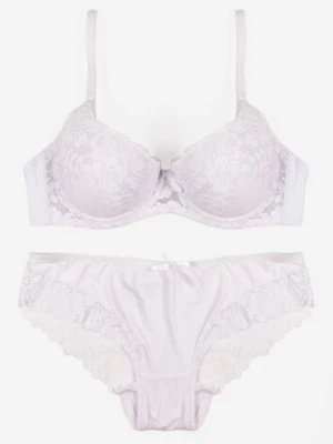 Biały Koronkowy Komplet Majtki Figi i Biustonosz Eziselle