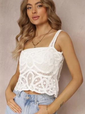 Biały Koronkowy Tank Top z Bawełny Hassia rosa