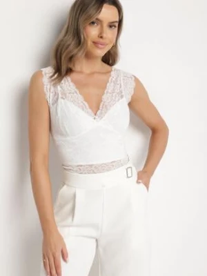 Biały Koronkowy Top z Dekoltem w Serek Nitasena sublevel