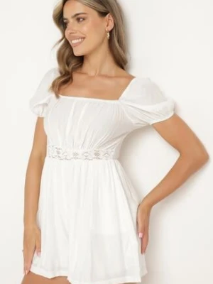 Biały Krótki Kombinezon z Wiskozy Zwężany w Talii Feviana rosa