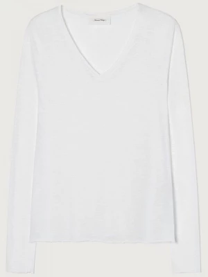 Biały kultowy t-shirt z długim rękawem American Vintage