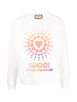 Biały Love Parade Heart Sun Sweter Gucci