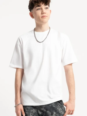 Biały luźny t-shirt bez nadruków Reporter Young