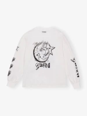 BIAŁY OVERSIZE LONGSLEEVE Z GRAFIKĄ GANNI