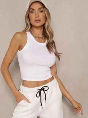 Biały Prążkowany Top z Bawełny Ravzedi j.style