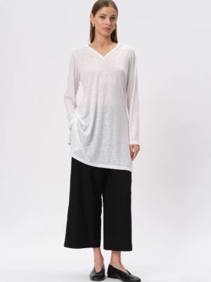 Biały prześwitujący top z kapturem Greenpoint