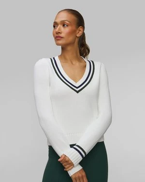 Biały Sweter Damski The Upside Sonny V Neck Knit Sweater