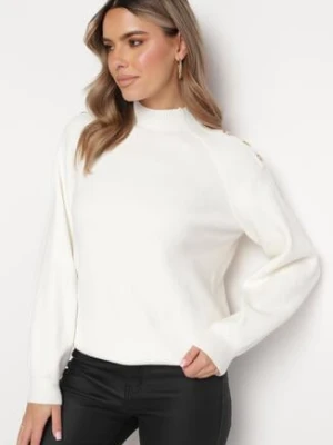 Biały Sweter Dzianinowy z Długim Rękawem i Guzikami Omes elsa.m by may