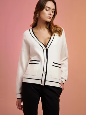 Biały sweter z dekoracyjnymi lamówkami Greenpoint