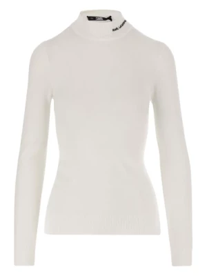 Biały Sweter z Golfem i Długim Rękawem Karl Lagerfeld