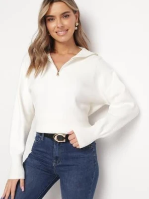 Biały Sweter z Golfem Zapinanym na Zamek Tihanas rosa