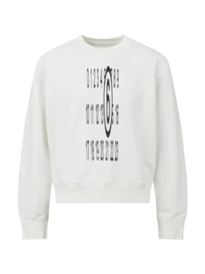 Biały Sweter z Logo na Piersi MM6 Maison Margiela
