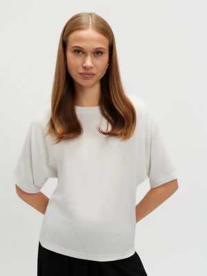 Biały sweter z rękawami typu nietoperz Top Secret