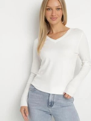 Biały Sweter z Wiskozą i Dekoltem w Serek Olisela romee's