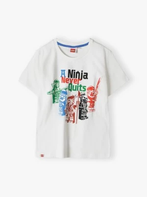 Biały t-shirt bawełniany dla chłopca LEGO NINJAGO