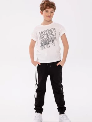 Biały t-shirt bawełniany dla chłopca z napisem- RSPT Minoti