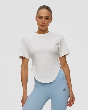 Biały T-shirt Damski Adidas By Stella Mccartney Asmc Curved Hem