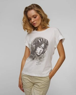 Biały T-shirt damski Aeronautica Militare