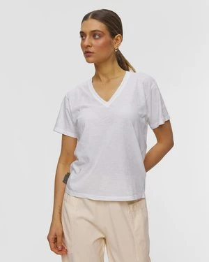 Biały T-shirt Damski Z Bawełny Flammé Deha