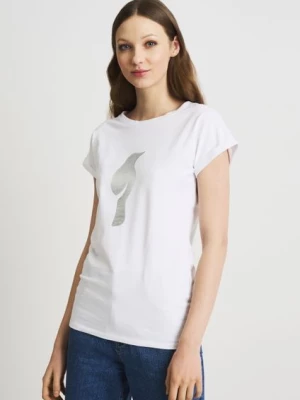 Biały T-shirt damski z wilgą OCHNIK