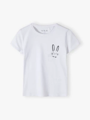 Biały t-shirt dziewczęcy z króliczkiem 5.10.15.