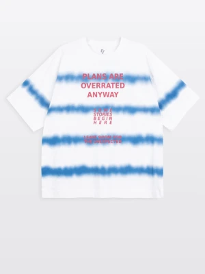 Biały t-shirt LOOSE z nadrukiem na całości Reporter Young