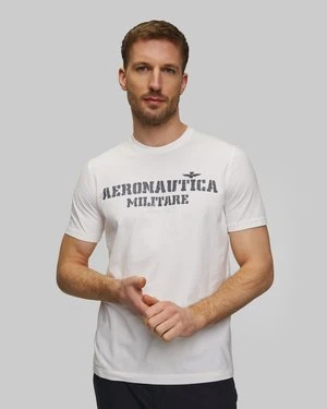 Biały T-shirt Męski Aeronautica Militare