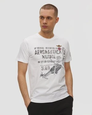 Zdjęcie produktu Biały T-shirt Męski Aeronautica Militare