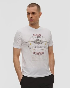Biały T-shirt Męski Aeronautica Militare