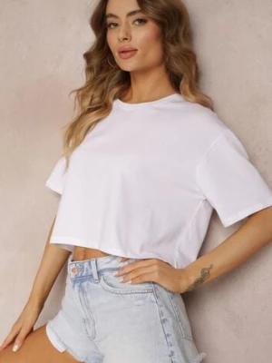 Biały T-shirt o Fasonie Cropped Oversize Brighta glo-story