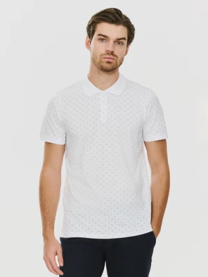 Biały t-shirt polo w w geometryczny wzór Pako Lorente