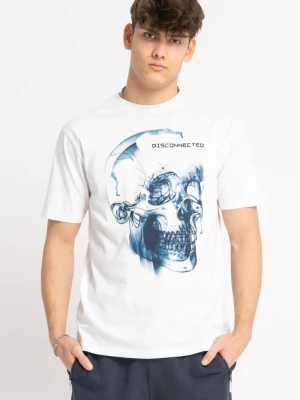 Biały t-shirt z autorską grafiką z przodu Reporter