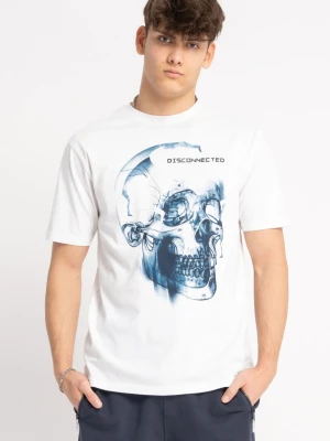 Biały t-shirt z autorską grafiką z przodu Reporter Young