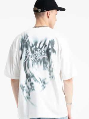 Biały t-shirt z autorską grafiką z tyłu Reporter Young