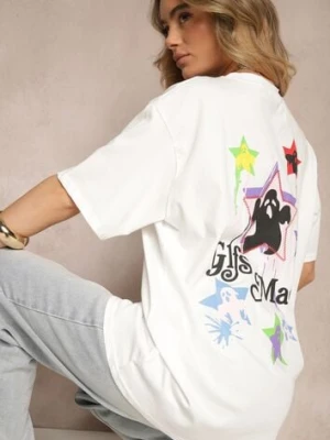 Biały T-shirt z Bawełną i Ozdobnym Nadrukiem Sovreti ambitionfly