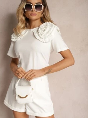 Biały T-shirt z Bawełny Wykończony Ozdobnymi Elementami Kililena elsa.m by may