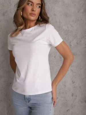 Biały T-shirt z Bawełny z Okrągłym Dekoltem Nedima jstyle