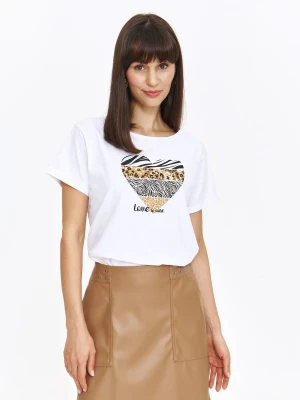 Biały t-shirt z efektownym nadrukiem Top Secret