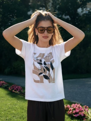 Zdjęcie produktu Biały t-shirt z grafiką Top Secret