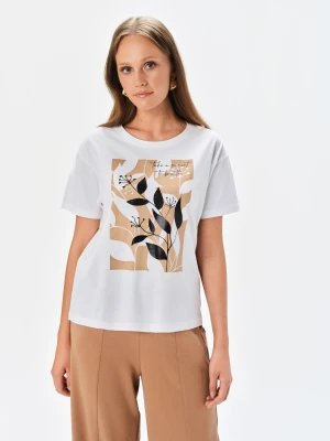 Biały t-shirt z grafiką Top Secret