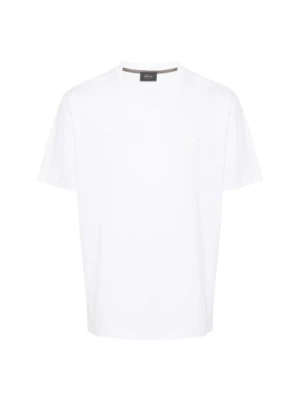 Biały T-shirt z haftowanym logo Brioni