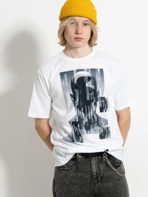 Biały t-shirt z kolorową grafiką z przodu Reporter