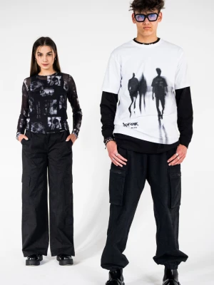 Biały t-shirt z kontrastowym nadrukiem z przodu Reporter