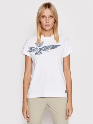 Biały t-shirt z logiem Aeronautica Militare