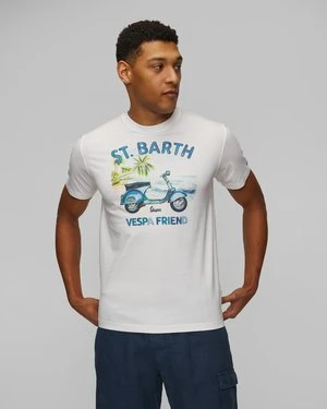 Biały T-shirt Z Nadrukiem Męski Mc2 Saint Barth